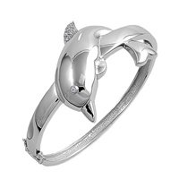 Sterling Silver Fashion Bangle Bracelet - Dolphin