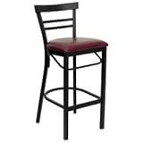 HERCULES Black Ladder Back Metal Bar Stool with Burgundy Vinyl Seat - XU-DG ....