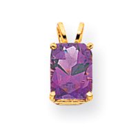 Buy 14k 8x6mm Emerald-Cut Amethyst Pendant by JewelryWeb