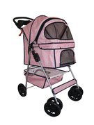 Classic Pink Grid 4 Wheel Pet Stroller