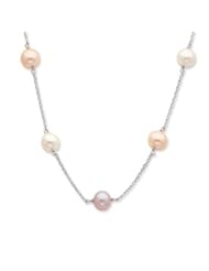 Sterling Silver 8-9mm White/Pink/Purple FW Cultured Pearl w/2in ext. Necklace