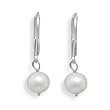 6.5-7mm Freshwater Pearl Drop Earrings with White Gold Lever Back