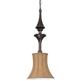 Thomas Lighting M3429-23 Grotto - One Light Pendant, Colonial Bronze Finish with Burmese Gold Silk Shade
