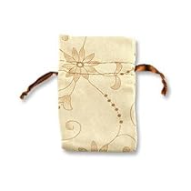 Tan Floral Drawstring Pouch Small Tan Floral Drawstring Pouch Small