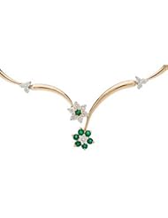 Emerald and Diamond necklace in 14kt yellow gold