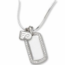 Philadelphia Flyers "p" Logo On Sterling Silver Mini Dog Tag Necklace Picture
