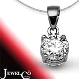 Jewelco London 18 Carat White Gold 75pt 4 Claw Diamond Solitaire Pendant
