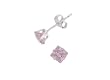 Sterling Silver 6mm Princess-Cut CZ Fashion Birthstone Earring in 6 Prong Setting, October