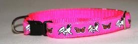 Designer Papillon Dog Collar - Pink Papillon Collar - Small - Made in USA