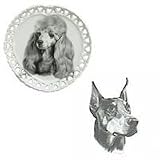 Doberman Pinscher Heart Shaped Plate, Porcelain by Rosalinde (8' diameter)