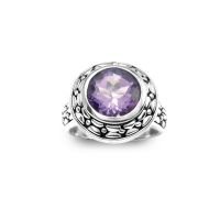 Buy .925 Silver and Amethyst Round Ring, Sizes 6-8 by Element Jewelry & Accessories