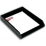 Leather Letter Tray - Black (Black) (2.125H x 13.75W x 10.5D)