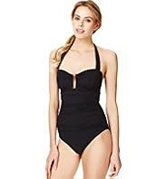 Autograph Tummy Control Pleated Halterneck Swimsuit
