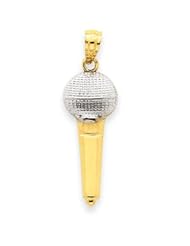 14k Gold and Rhodium Microphone Pendant