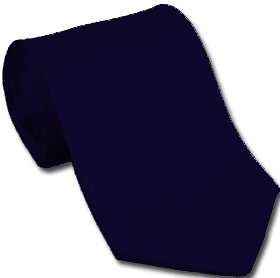 Solid navy polyester tie