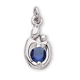 14K White Gold Mother and Child September Birthstone Charm Pendant