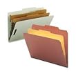 Pressboard Classification Folders, Self Tab, Letter, Four-Section, Red, 10/Box