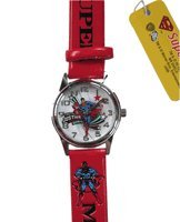 WB DC Superman leather band Watch – red