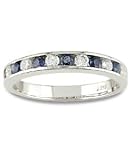 14K White Gold 1/10 ctw Diamond and Sapphire Ring