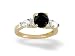 14K Yellow Gold Genuine Round Black Onyx and Diamond Engagement Ring
