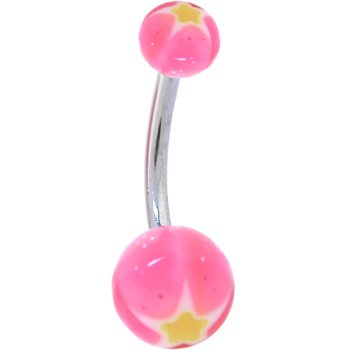 psychedelich Pink STAR Acrylic Belly Button Ring