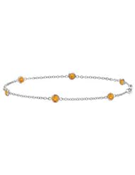 Citrine By the Yard Bracelet in White Gold 14K 7 Inch Length with Total Weight 0.60 Carat