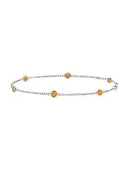 Citrine By the Yard Bracelet in White Gold 14K 7 Inch Length with Total Weight 0.60 Carat