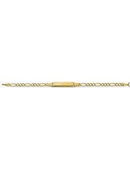 3mm 14k Light Figaro Yellow Pave ID Bracelet 6"