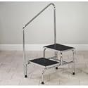 Clinton Two-Step Bariatric Step Stool with Handrail, Chrome