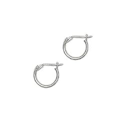 14KT White Gold 1.5mm 3/8 Inch Hoop Earrings