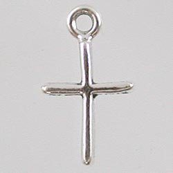 Tiny Cross Charm in Sterling Silver, #2509