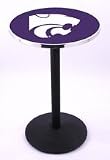 Kansas State Wildcats (L214) 42 Tall Logo Pub Table by Holland Bar Stool Company (with Black Wrinkle Base and 28 Table Top Diameter)