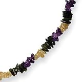 Sterling Silver Amethyst/Green Agate/Yellow Quartz Chip Necklace - 20 Inch