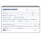 Tops Business Forms 12391 Absentee Report Form, 6x4, Blue White, 2 Pads Per Pack, 100 Sheets Per