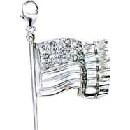 American Flag, 14K Gold Diamond Charm by 
