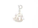 Sterling Silver 16 Figaro Chain Necklace with Charm Ship and Clasp