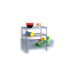 3 Tier Wire Shelving with One Slide Basket Unit by 