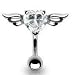 Body Accentz® Belly Button 316L 8mm Gem Navel with Angel Wings Heart Cz Dangle Body Jewelry Dangle 14g HO604
