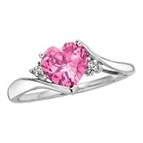 Lab-Created Pink Sapphire and Diamond Ring in 10K White Gold