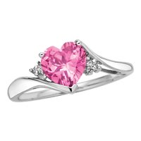 Lab-Created Pink Sapphire and Diamond Ring in 10K White Gold