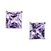 Sterling Silver 925 Amethyst CZ 6mm Square Princess Cut Stud Earrings [Jewelry]