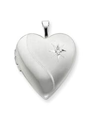 Sterling Silver 20mm Diamond Heart Locket