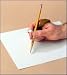 This specially designed device slides comfortably on, wrapping around your hand between the thumb and the index finger. Insert your standard pen or pencil into the holder. The tool supports your writing utensil for a more relaxed hand when writing.