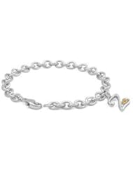 6 3/4 In Silver & 14K Gold Diamond Initial Z Charm Bracelet For Girls