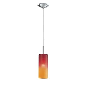 Eglo 83202A Troy 1 One Light Pendant Fixture, Nickel-Frosted Red-Orange by Eglo
