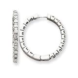 14k White Gold Diamond Hinged Hoop Earrings