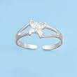 Sterling Silver Fashion Toe Ring - Butterfly - 2mm Band Width