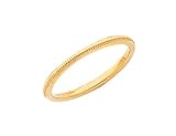 Ladies 2mm Stackable Milgrain Wedding Band in 14K Yellow Gold