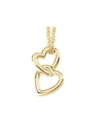 14K Yellow Gold Linked Double Hearts Pendant by US Gems