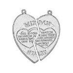 Mizpah heart Sterling Silver Charm Two 20 Steel Chain
